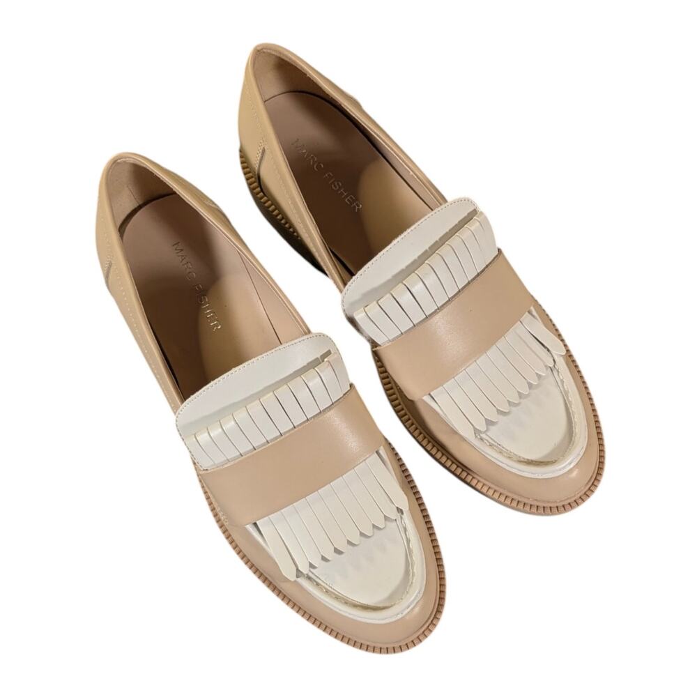 Marc Fisher McCally Fringe Loafers Size 8 Neutral Quiet Luxury Style